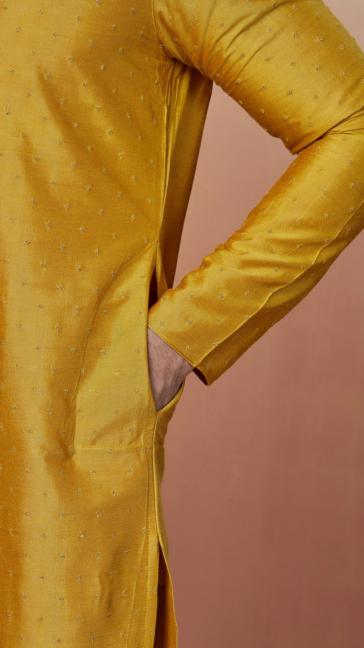 Golden Embellished Kurta Pajama image number 2